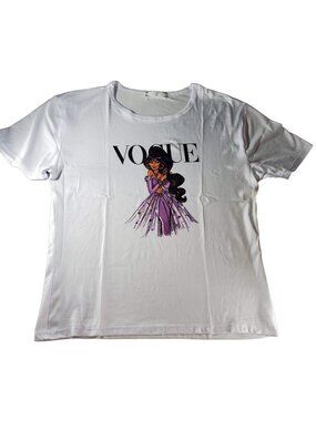 Jasmine Princess Knit Blouse Aladdin Short Sleeve Tee Shirt Graphic Top